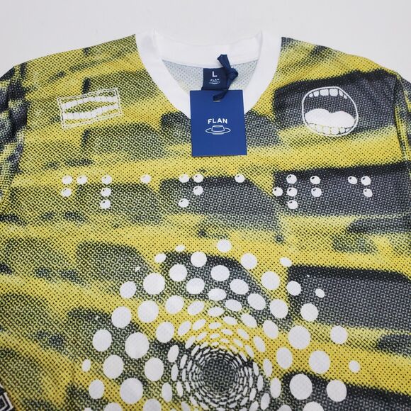 FLAN LABS Cellar Soccer Jersey Mens L Green Geo Printed Long Sleeve NWT - Picture 4 of 11